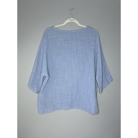 Beyond Capri Lagenlook Top Oversized Boxy Made in Italy OS Relaxed Gauzy Cotton - Picture 2 of 10